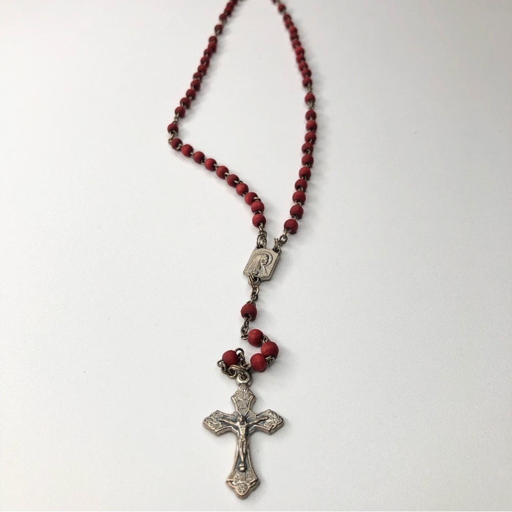 Vintage red wood rosary